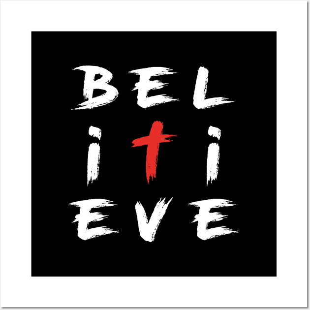 BELIEVE IT RED CROSS Wall Art by Kingdom Culture